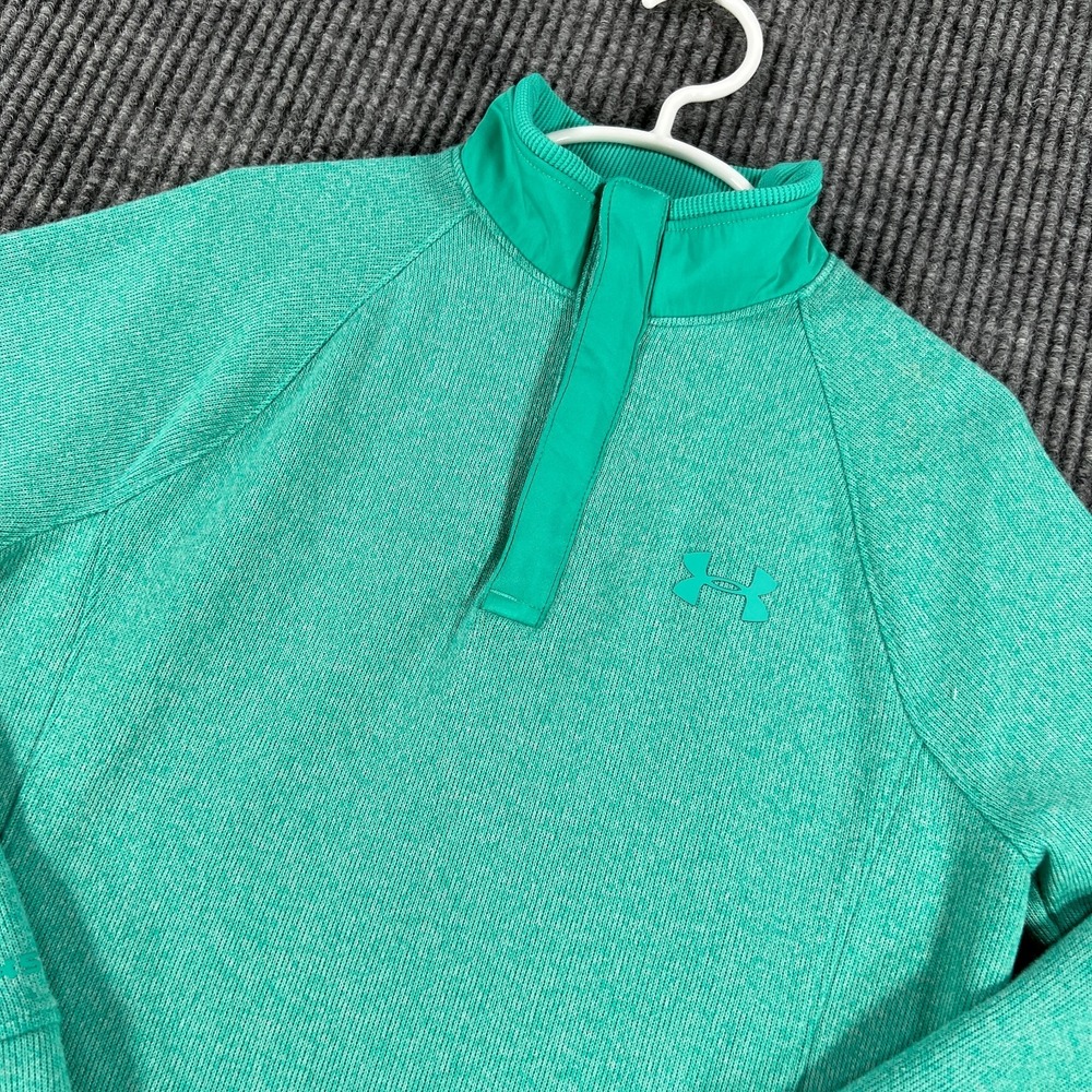 Under Armour Pullover Boys Small Green Long Sleeve Loose Fit Cold Gear 1/4 Snap